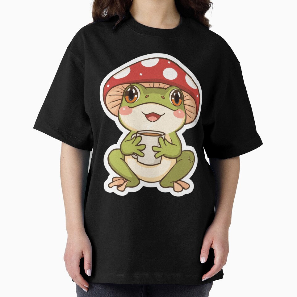 Cute Frog Sticker – Kawaii Cottagecore Frog Drinking Coffee Aesthetic by RouniBoutique