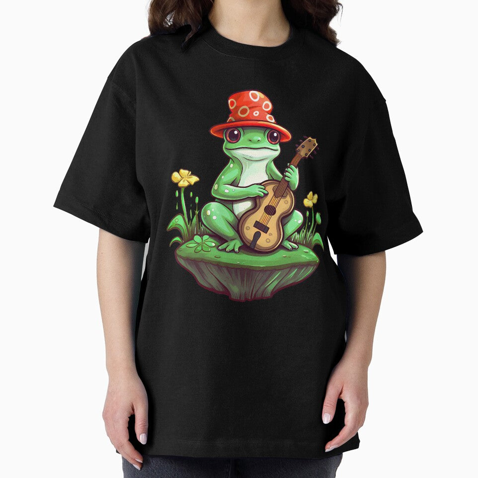 Cottagecore Aesthetic Frog Playing Guitar Banjo Graphic by sanadkarmakar