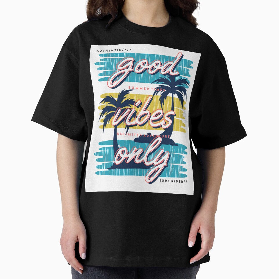 Good Vibes Only Slogan Beach Graphic T-shirt Typography Design by Peekonet