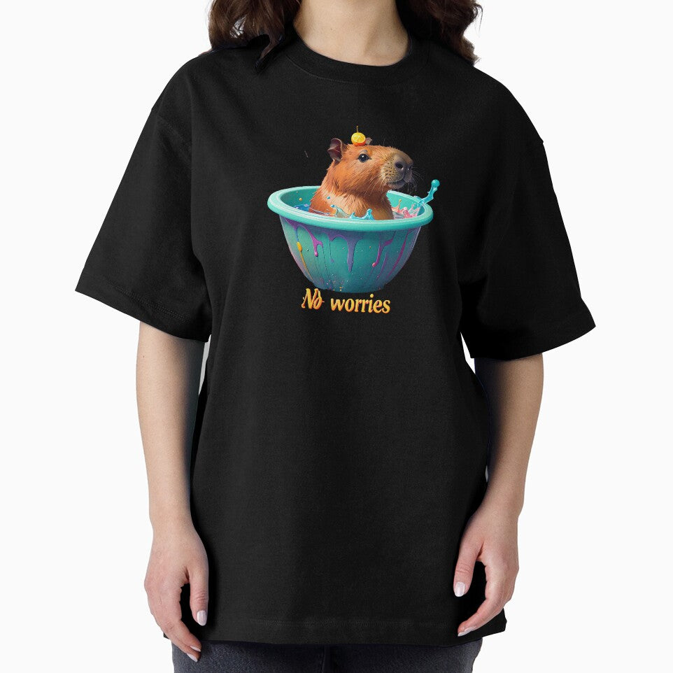 No Worries Cute Capybara Orange Fruit Figure by icemanphotos