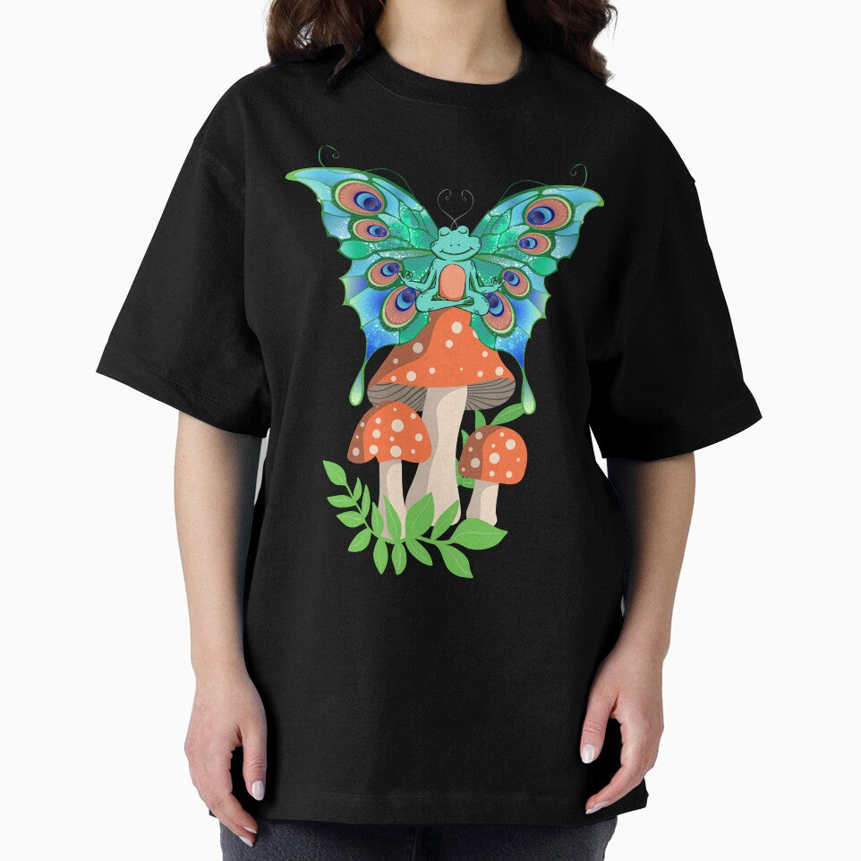 Meditating Frog, Cute Cottage Core Aesthetic Frog Mushroom by Myth-Creatures
