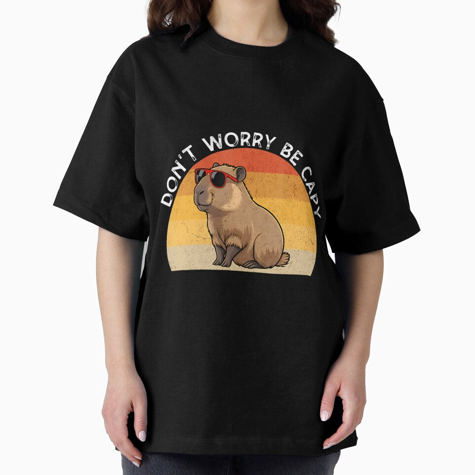 Don't Worry Be Capy Retro Capybara by jayeshainch