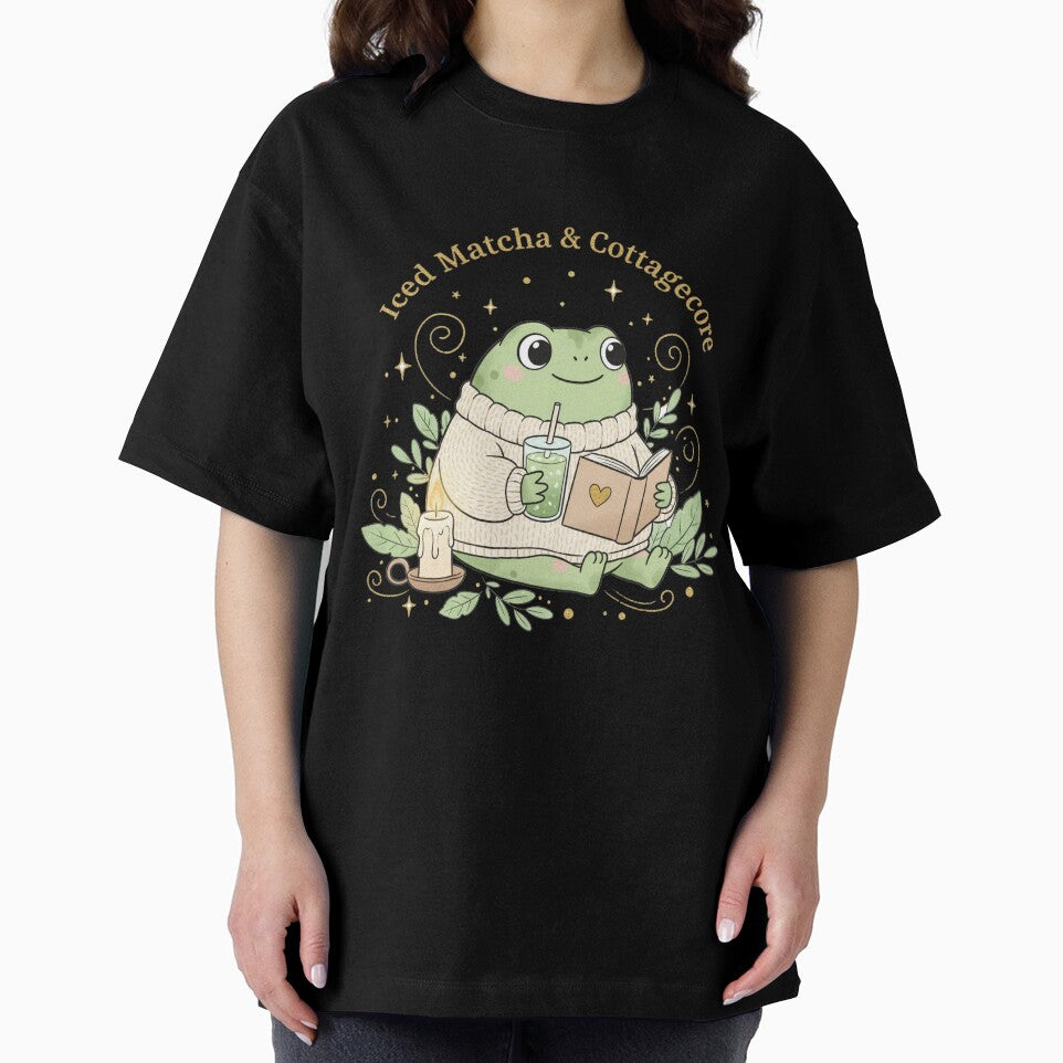 Iced Matcha Cottagecore Frog Cozy Reading Aesthetic by wandsandwhimsy